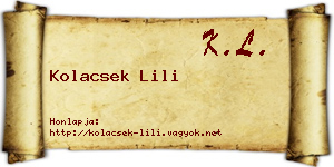 Kolacsek Lili névjegykártya